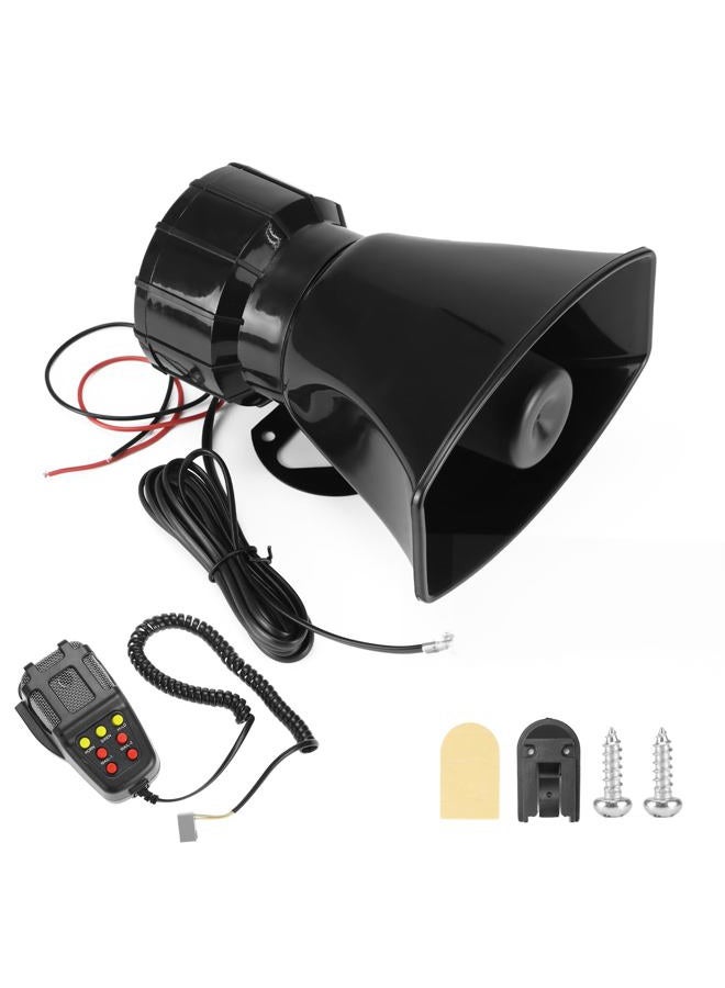 QWORK Alarm Horn Siren PA Speaker Mic System - 100W 12V Loud 7-Sound Speaker for Police Car, Emergency, Truck, Boat - Image 1