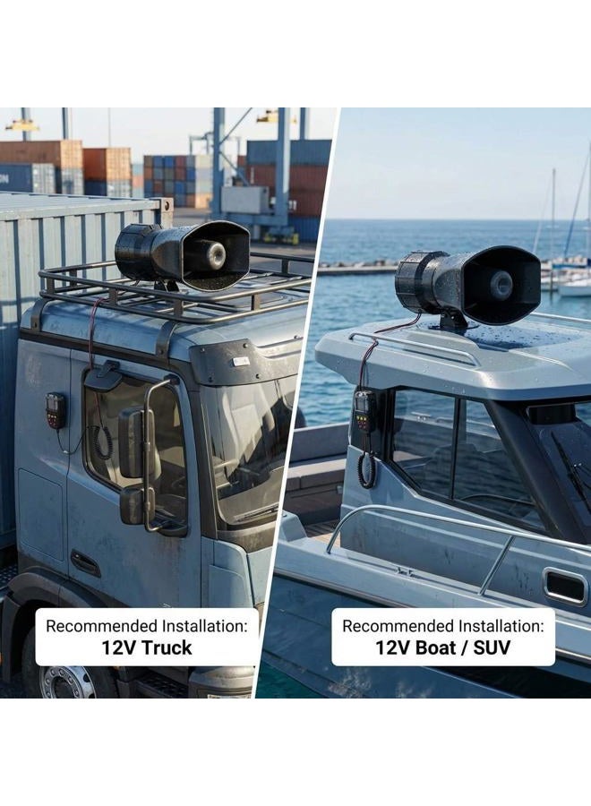 QWORK Alarm Horn Siren PA Speaker Mic System - 100W 12V Loud 7-Sound Speaker for Police Car, Emergency, Truck, Boat - Image 3