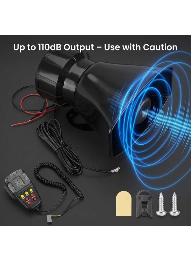 QWORK Alarm Horn Siren PA Speaker Mic System - 100W 12V Loud 7-Sound Speaker for Police Car, Emergency, Truck, Boat - Image 4