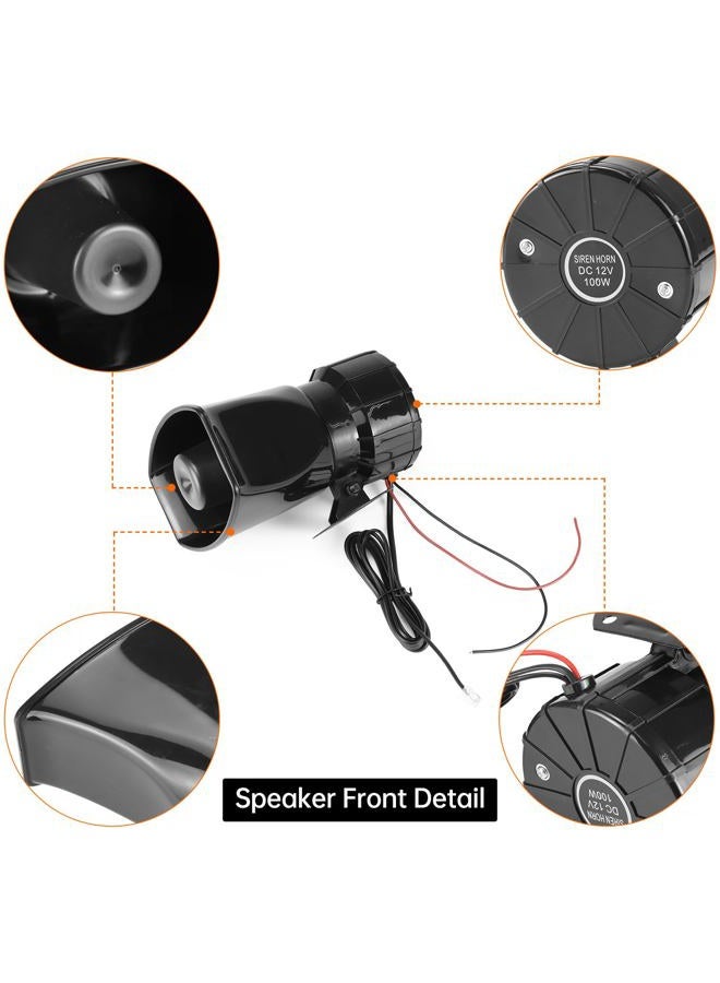 QWORK Alarm Horn Siren PA Speaker Mic System - 100W 12V Loud 7-Sound Speaker for Police Car, Emergency, Truck, Boat - Image 5