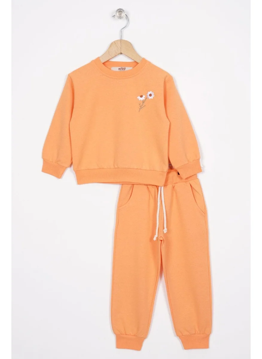 Acar Daisy Embroidered Salmon Color Girl Tracksuit