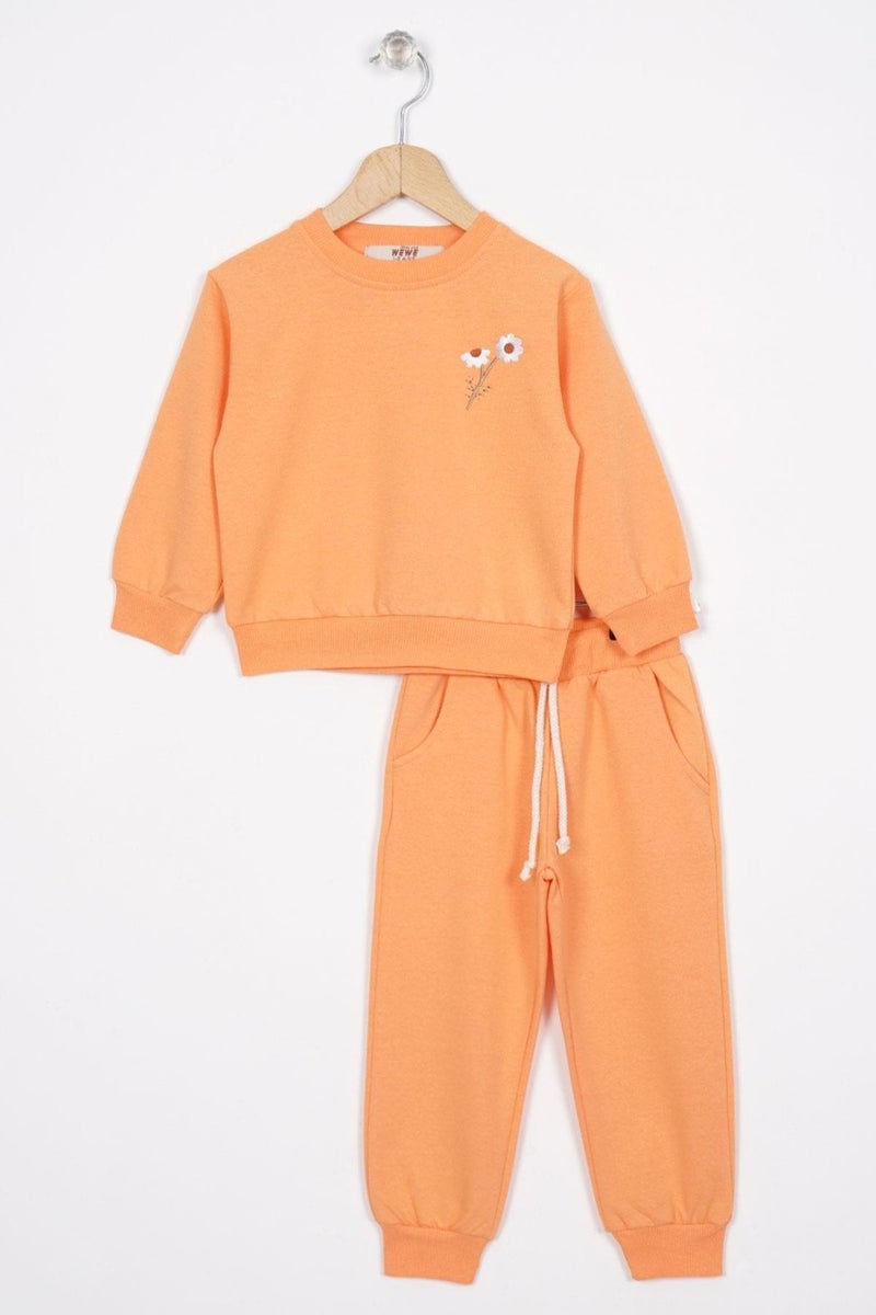 Acar Daisy Embroidered Salmon Color Girl Tracksuit - Image 1