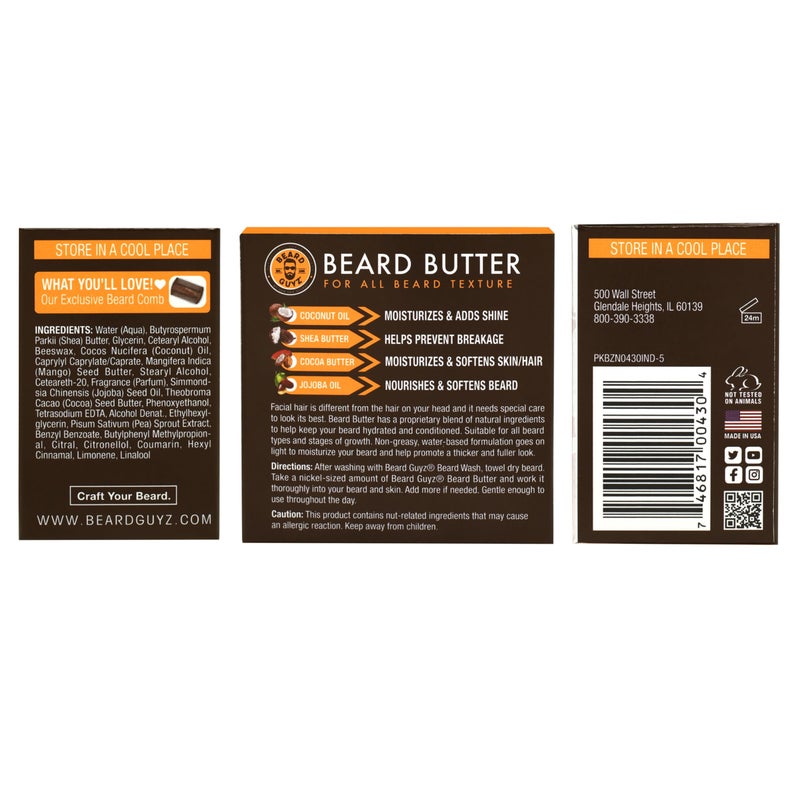 Beard Guyz زبدة لحية بيارد غايز - بلسم مرطب لحيّة الرجال وملين، يسيطر على التجاعيد، ينعّم ويرطب الشعر الوجه، 4 أونصات - Image 4