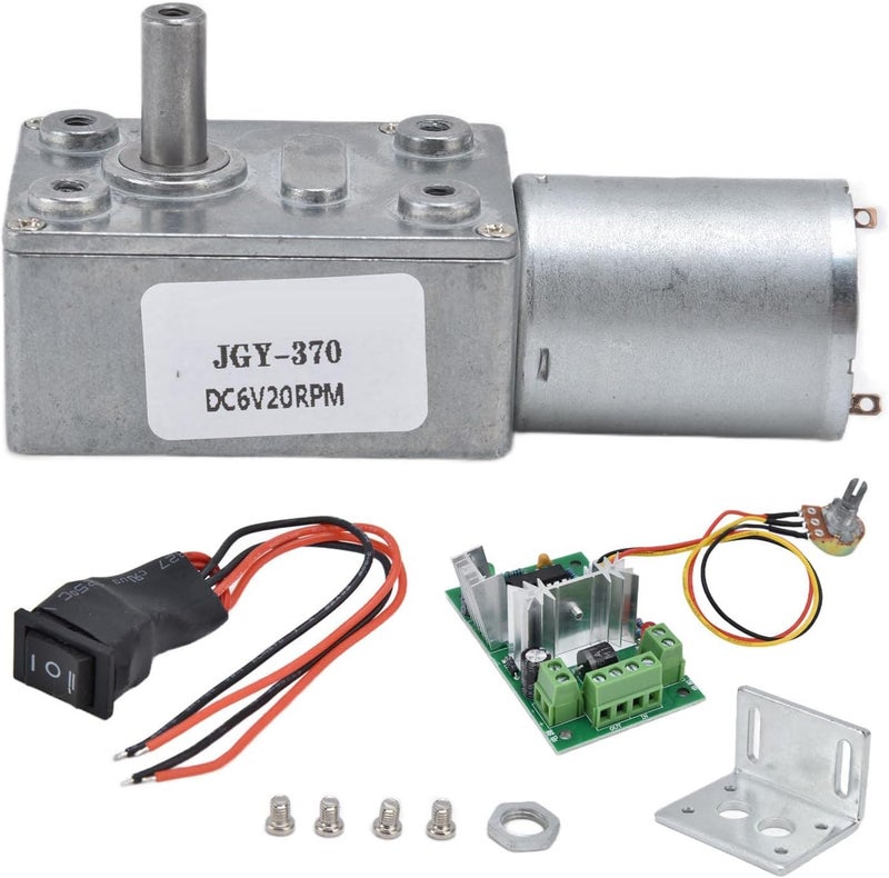 6V Geared Motor Turbo Mini Speed Reduction Electric Motor with Governor JGY370 High Torque Metal Gear Stainless Shaft for Robotics Smart Home Devices (6V20RPM) - Image 1
