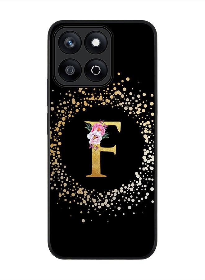 Stylizedd For Honor X7c 4G Case,Slim fit Camera Protection, Shockproof Thin Phone cover  - Custom Monogram Floral - F ( Black ) - Image 1