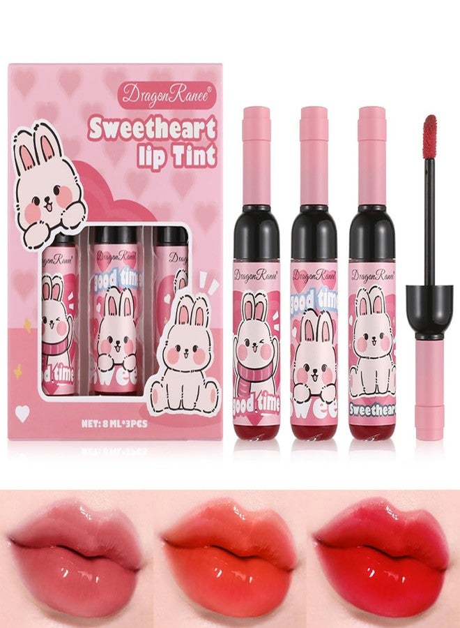 Miaritick Wine Bottle Lip Tint Set, Long-Lasting 3 Colors Lip Tint, Smudge-Proof Liquid Lipstick for All-Day Wear, Cute Pink Package, Ideal Makeup Gift for Girls and Women - Image 1