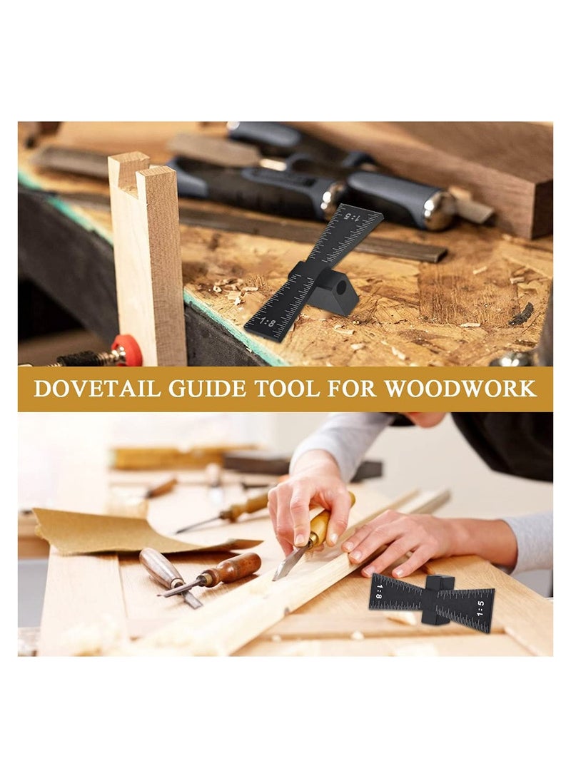 Zikra Dovetail Marker, Wood Dovetail Tool, Aluminum Alloy Dovetail Marking, Hand Cut Wood Joints Accurate Dovetail Ruler Marker, Dovetail Gauge Template with Scale 1:5/1:8 for Woodworking (6.4*2.2*1.8) - Image 4