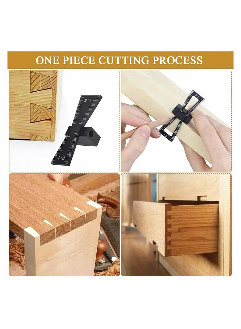 Zikra Dovetail Marker, Wood Dovetail Tool, Aluminum Alloy Dovetail Marking, Hand Cut Wood Joints Accurate Dovetail Ruler Marker, Dovetail Gauge Template with Scale 1:5/1:8 for Woodworking (6.4*2.2*1.8) - Image 3