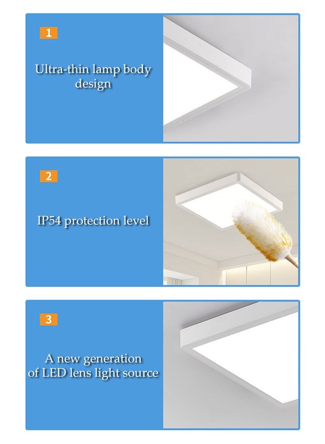 DUNISO Ceiling Light,3 Color temperatures,Dustproof and Waterproof,Square Light for Bathroom ,Kitchen , Living Room ,Bedroom - Image 3