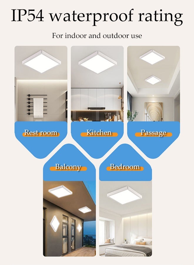 DUNISO Ceiling Light,3 Color temperatures,Dustproof and Waterproof,Square Light for Bathroom ,Kitchen , Living Room ,Bedroom - Image 5