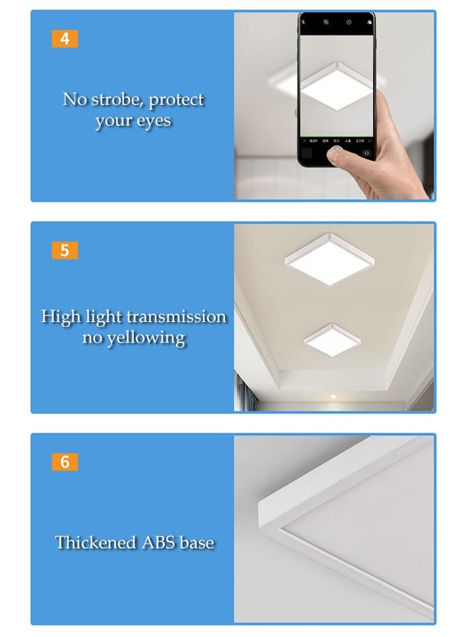 DUNISO Ceiling Light,3 Color temperatures,Dustproof and Waterproof,Square Light for Bathroom ,Kitchen , Living Room ,Bedroom - Image 4