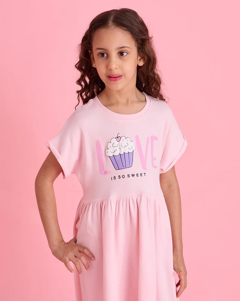 Redtag Girl Pink Printed Summer Dress