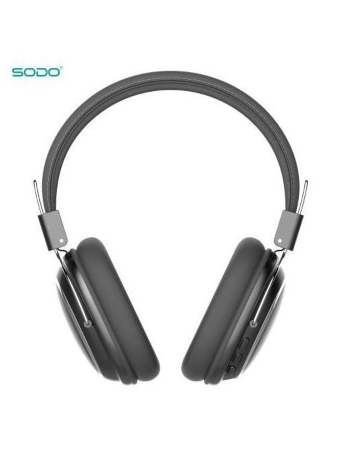 SODO Headset SD-1004 Wireless Stereo Over Ear Headphones Dark Grey - Image 2