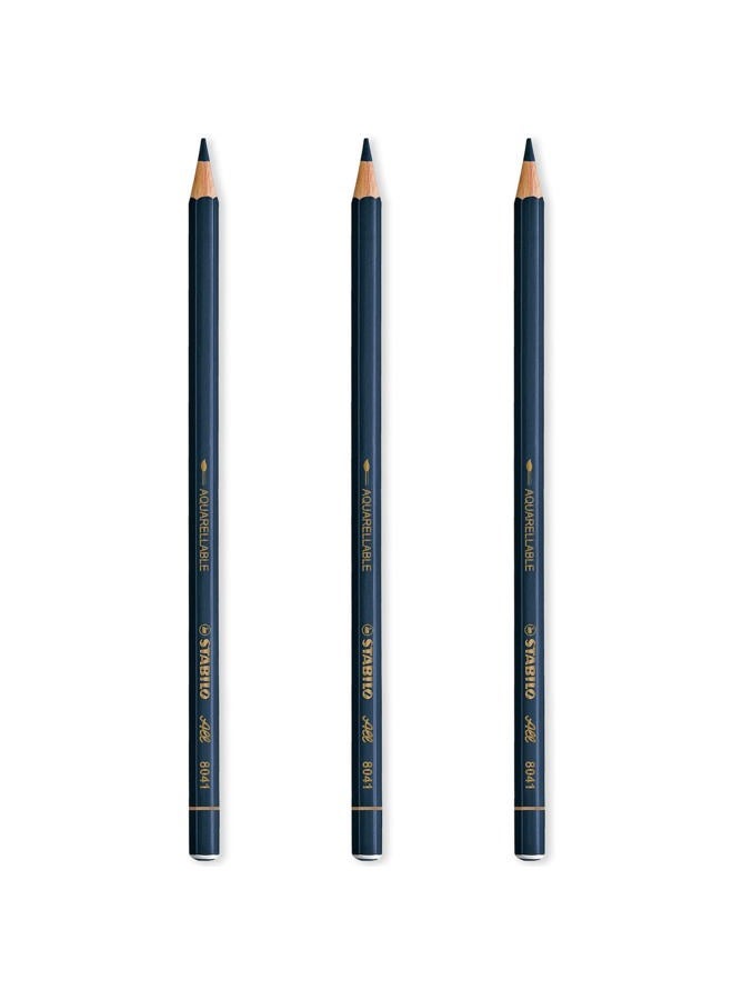 STABILO All Watercolour Effect Pencil Pack of 3 Pencils - Blue - Image 1