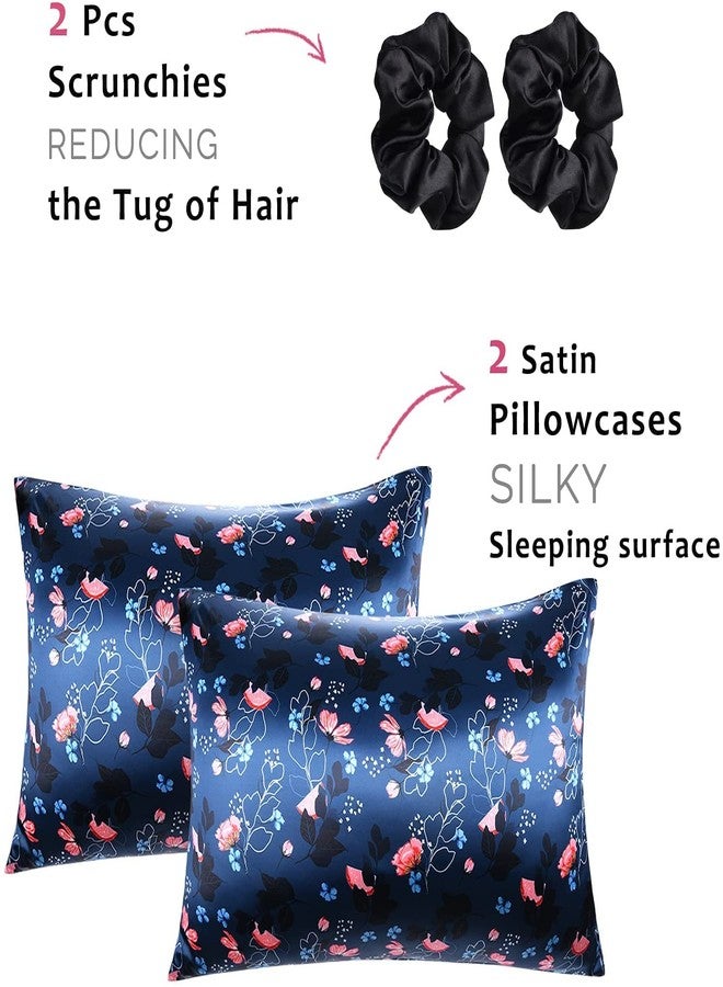 SKINGO Satin Silk Pillow Covers for Hair and Skin-with Satin Scrunchies for Women Stylish |Satin Pillow Covers for Hair and Skin 2Pack |Silk scrunchies for Women 3Pack - Image 2