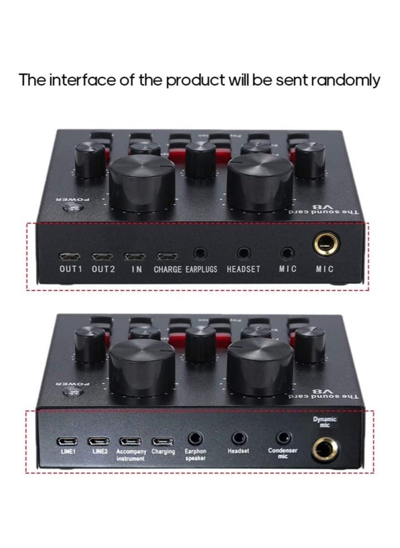 BGM V8 Multifunctional Live Sound Card USB Audio Interface Intelligent Volume Adjustable Audio Mixer Sound Card for Recording Hosting Speech  - Image 2