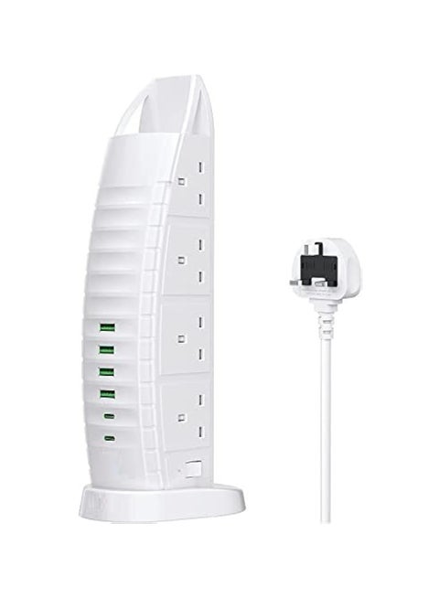 Sailboat Tower Extension Board with USB A and USB C Port with Universal Sockets with Master Switch and Safety Shutter Multi Plug Socket with 2 Type C
