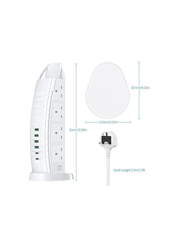 Generic Sailboat Tower Extension Board with USB A and USB C Port with Universal Sockets with Master Switch and Safety Shutter Multi Plug Socket with 2 Type C  - Image 2
