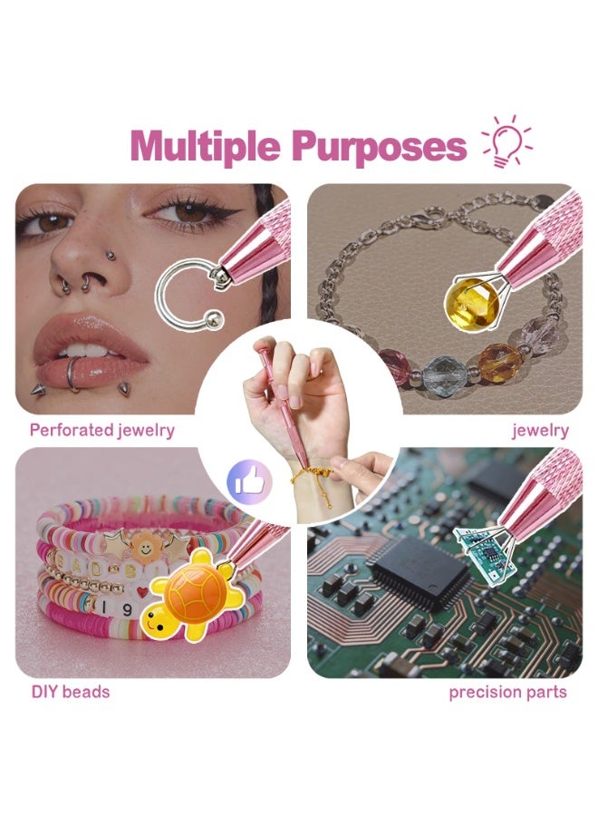2 Pcs Piercing Changing Tools, 4-Claw Grabber & Ball Holder for Flat Back Earrings Nose Lip Rings, Secure Body Jewelry Pick Up Tool (Pink) - Image 5