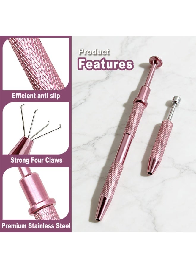 2 Pcs Piercing Changing Tools, 4-Claw Grabber & Ball Holder for Flat Back Earrings Nose Lip Rings, Secure Body Jewelry Pick Up Tool (Pink) - Image 3