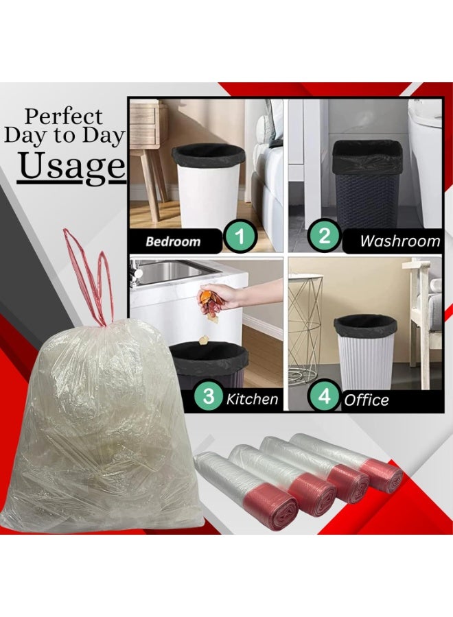 5 Rolls Transparent Drawstring Trash Bags, Total 75 Pieces Small Disposable Garbage Bags for Home Office 45*50CM - Image 2