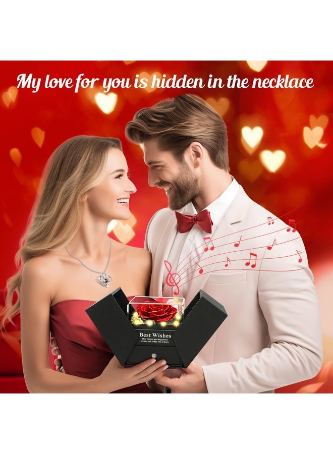 Pasuvsigt Preserved Real Rose Romantic Gifts for Women Wife Mom Girlfriend Valentine's Day Mother's Day Birthday Anniversary - Red with Gold Edges - Image 2