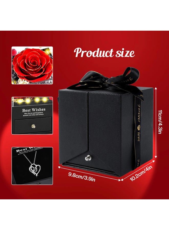 Pasuvsigt Preserved Real Rose Romantic Gifts for Women Wife Mom Girlfriend Valentine's Day Mother's Day Birthday Anniversary - Red with Gold Edges - Image 5