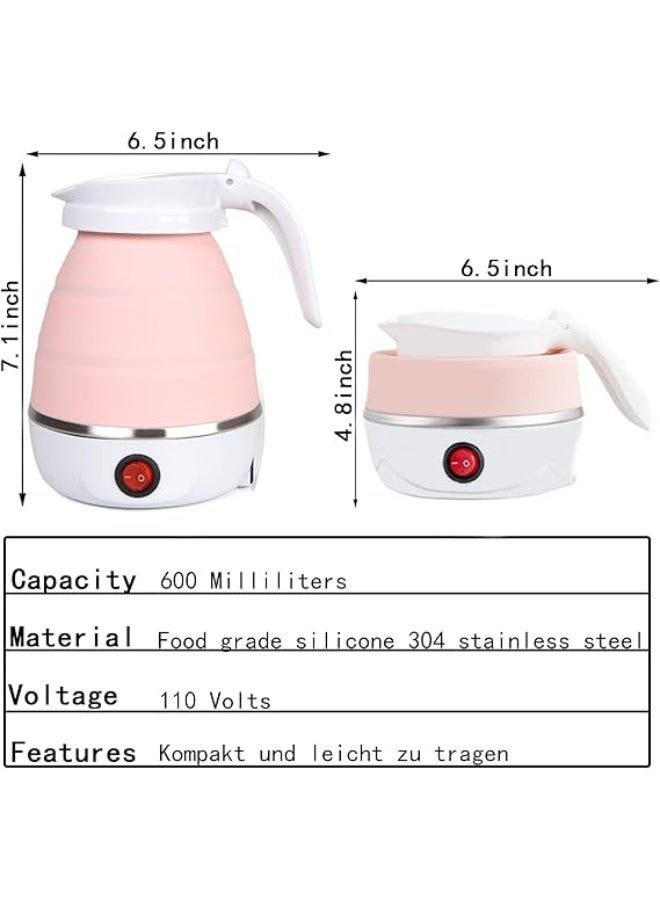Boil water easily and stylishly with this pink foldable electric kettle, featuring a practical design, auto shut-off, and detachable cord. - Image 4
