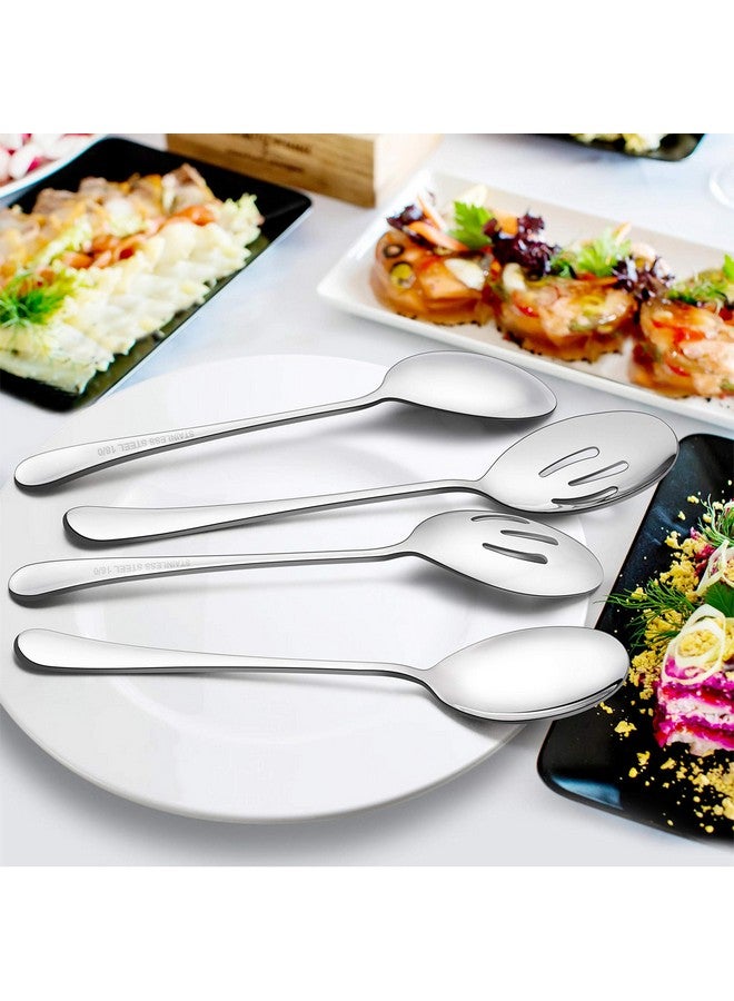 LIANYU 6 Pack Serving Spoons Set, Stainless Steel Large Slotted Spoons, Buffet Dinner Restaurant Serving Utensils, Catering Set for Party Banquet, 9.8 Inch - Image 2