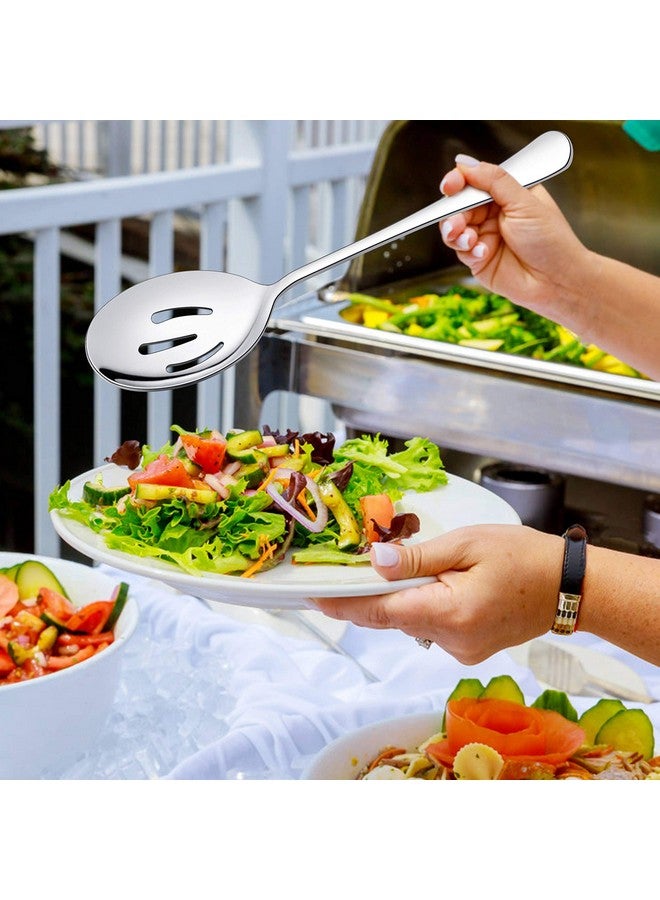 LIANYU 6 Pack Serving Spoons Set, Stainless Steel Large Slotted Spoons, Buffet Dinner Restaurant Serving Utensils, Catering Set for Party Banquet, 9.8 Inch - Image 3