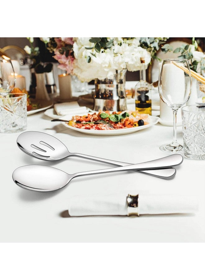 LIANYU 6 Pack Serving Spoons Set, Stainless Steel Large Slotted Spoons, Buffet Dinner Restaurant Serving Utensils, Catering Set for Party Banquet, 9.8 Inch - Image 5