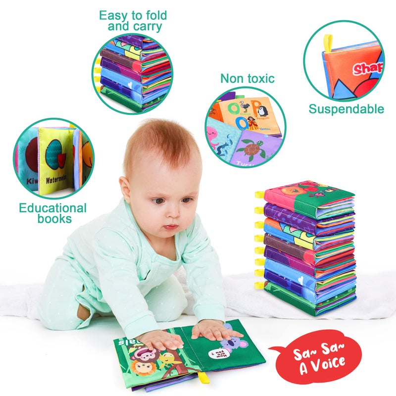 Toyk Baby Bath Books, Nontoxic Fabric Soft Baby Cloth Books, Early Education Toys, Waterproof Baby Books for Toddler, Infants Perfect Shower Toy, Kids Bath Toys Birthday Gift (Pack of 8) - Image 5