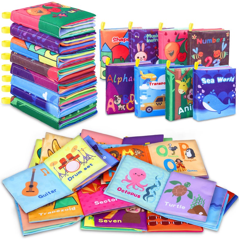 Toyk Baby Bath Books, Nontoxic Fabric Soft Baby Cloth Books, Early Education Toys, Waterproof Baby Books for Toddler, Infants Perfect Shower Toy, Kids Bath Toys Birthday Gift (Pack of 8) - Image 1