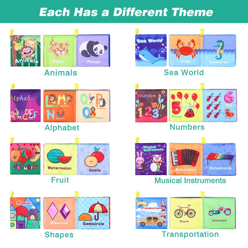 Toyk Baby Bath Books, Nontoxic Fabric Soft Baby Cloth Books, Early Education Toys, Waterproof Baby Books for Toddler, Infants Perfect Shower Toy, Kids Bath Toys Birthday Gift (Pack of 8) - Image 4