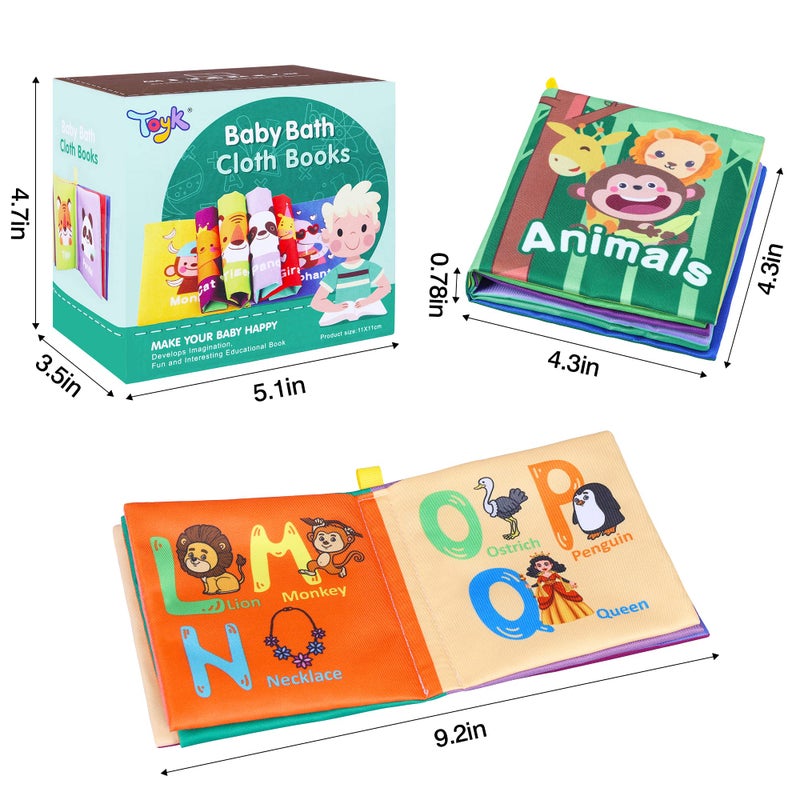 Toyk Baby Bath Books, Nontoxic Fabric Soft Baby Cloth Books, Early Education Toys, Waterproof Baby Books for Toddler, Infants Perfect Shower Toy, Kids Bath Toys Birthday Gift (Pack of 8) - Image 3