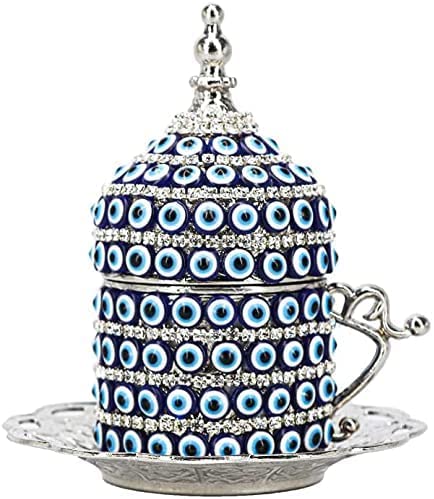 Alisveristime Turkish Coffee Cup Set Authentic Turkish Greek Arabic Coffee Espresso Cup with Saucer Enhance Your Coffee Experience Now 1 Pc Crystal Design Silver - Image 1