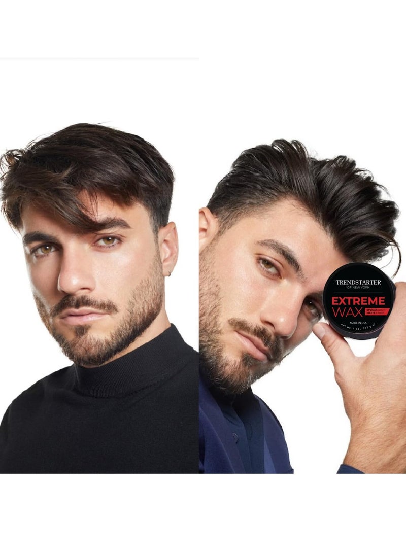TRENDstarter - TRENDSTARTER Hair Wax - Extreme, 4oz - Matte Finish - Premium Water Based Flake-Free Hair Styling Pomade for All Hair Types - All-Day Strong Hold - Image 1