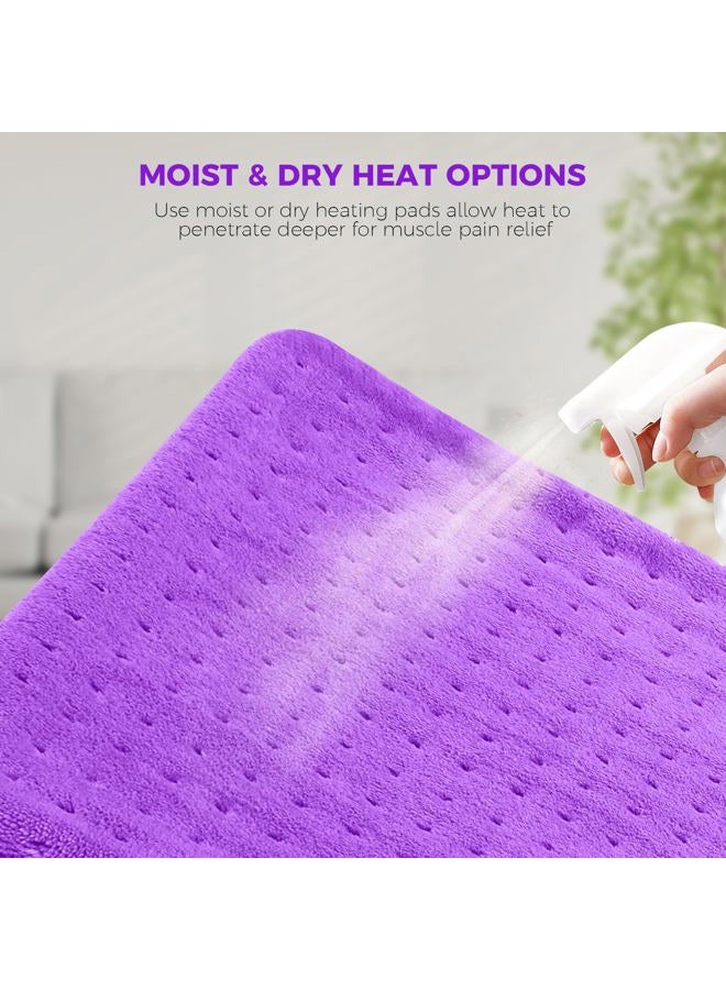 NOWWISH Heating Pad for Back Pain & Cramps Relief, XXL Extra Large Moist Heat Electric Heating Pads with Auto Shut Off, Gifts for Women, 17 "x 33", Purple - Image 2