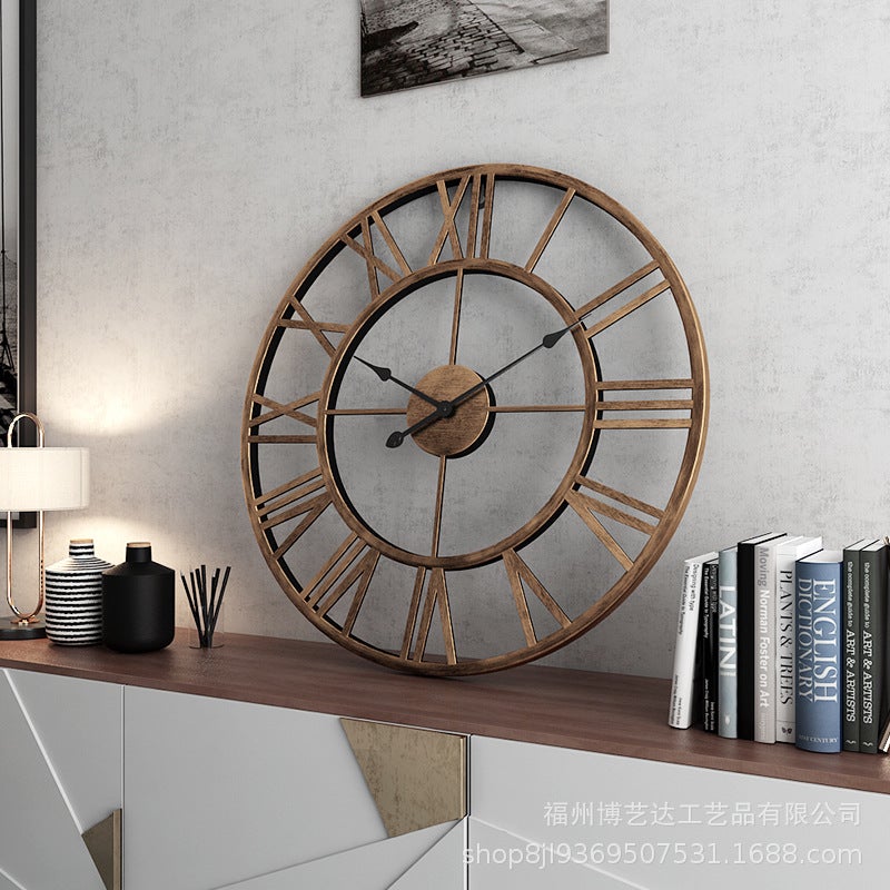 American Selling Wall Clock Retro Roman Clock Simple Living Room Silent Clock Creative Decoration Iron Wall Clock Factory - Image 2