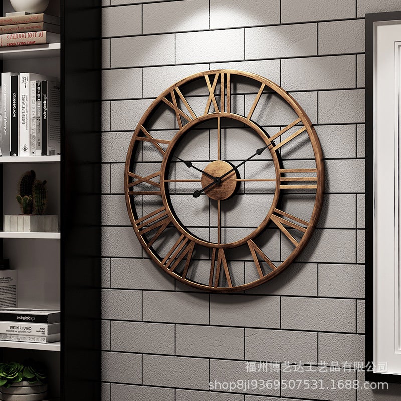 American Selling Wall Clock Retro Roman Clock Simple Living Room Silent Clock Creative Decoration Iron Wall Clock Factory - Image 5