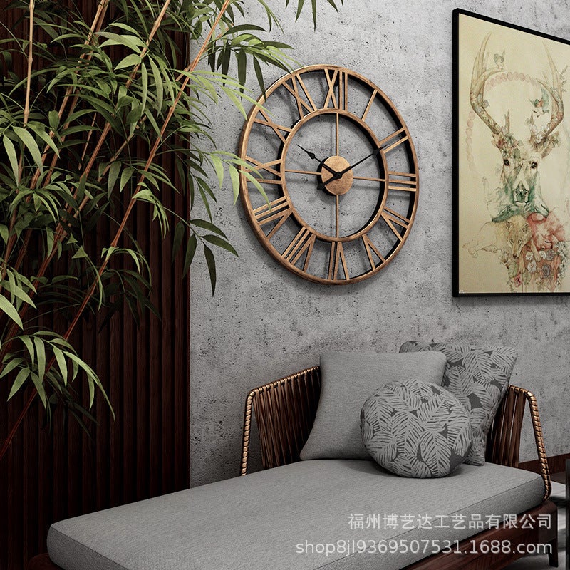 American Selling Wall Clock Retro Roman Clock Simple Living Room Silent Clock Creative Decoration Iron Wall Clock Factory - Image 4
