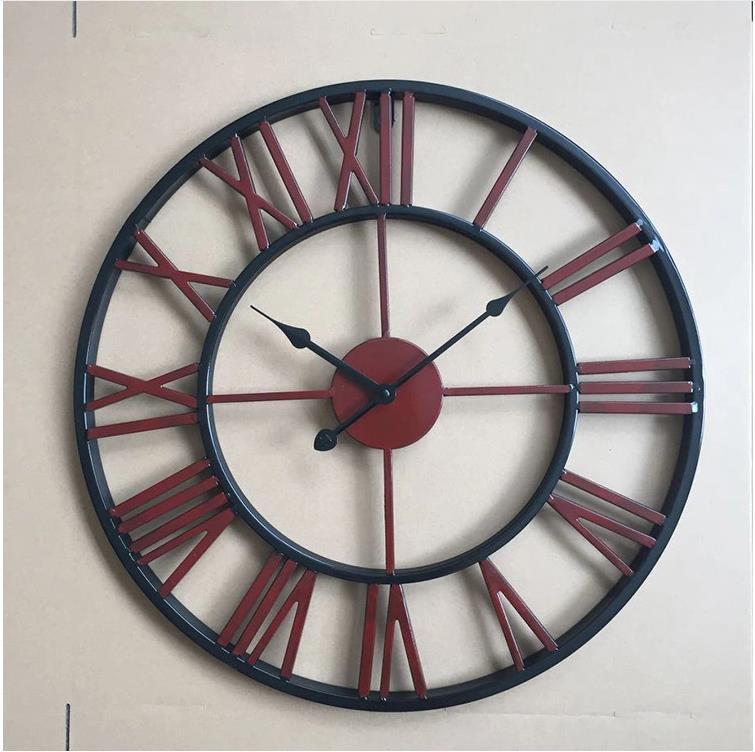 American Selling Wall Clock Retro Roman Clock Simple Living Room Silent Clock Creative Decoration Iron Wall Clock Factory - Image 1