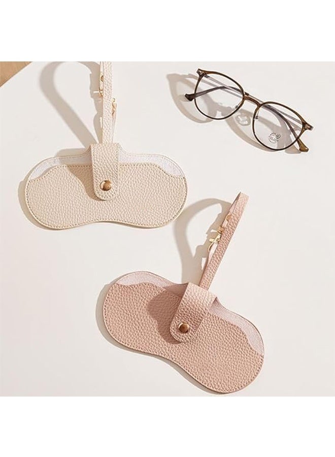 Ba Love 2 Pcs Soft Leather Sunglass Bags Eyeglasses Holder Case Slim Portable Glasses Lightweight with Button Clip Wrist Strap for Women Men Summer Outdoor Travel Supplies - Image 4