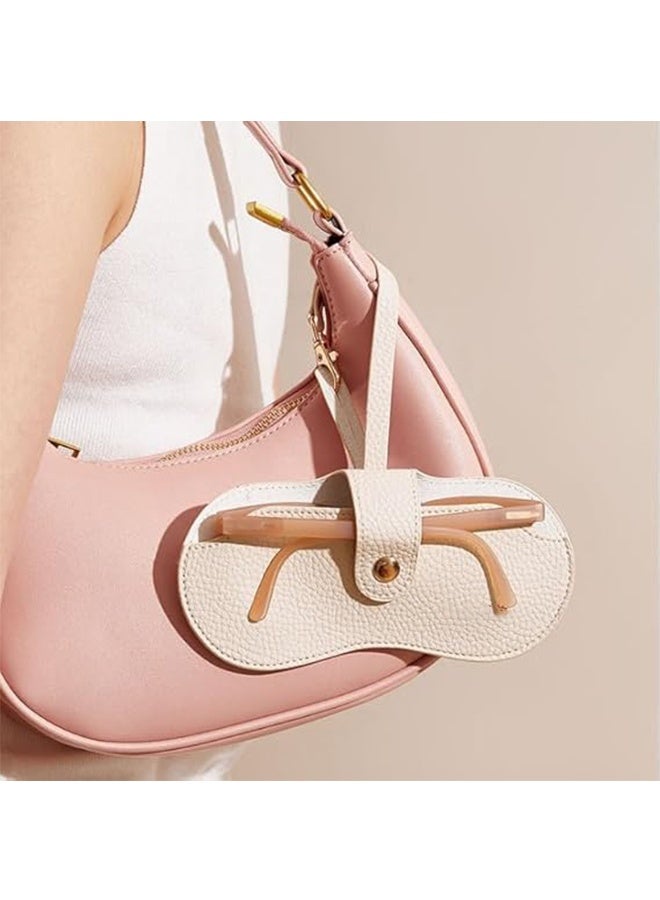 Ba Love 2 Pcs Soft Leather Sunglass Bags Eyeglasses Holder Case Slim Portable Glasses Lightweight with Button Clip Wrist Strap for Women Men Summer Outdoor Travel Supplies - Image 2
