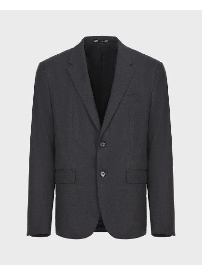 Zara men's Solid Color Premium Texture Elegant Gentleman Textured Shoulder Padded Suit - Image 1