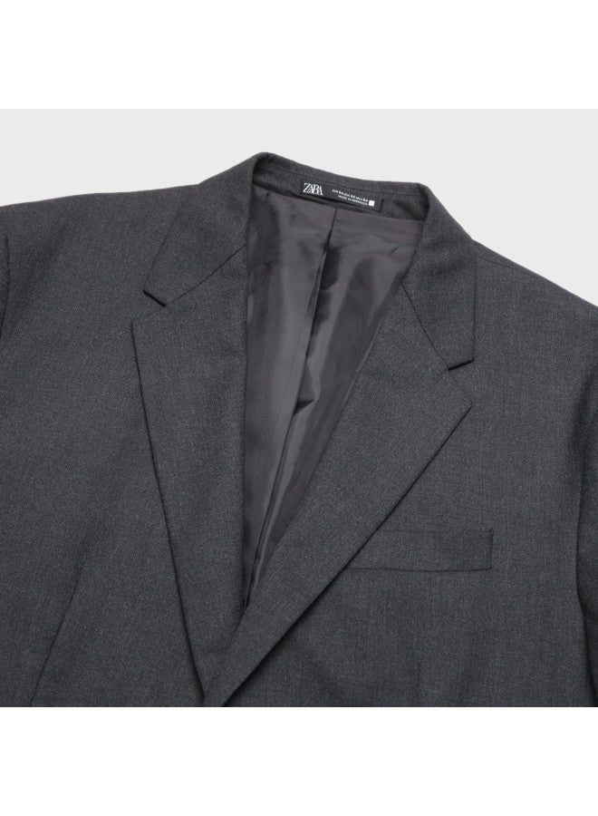 Zara men's Solid Color Premium Texture Elegant Gentleman Textured Shoulder Padded Suit - Image 4