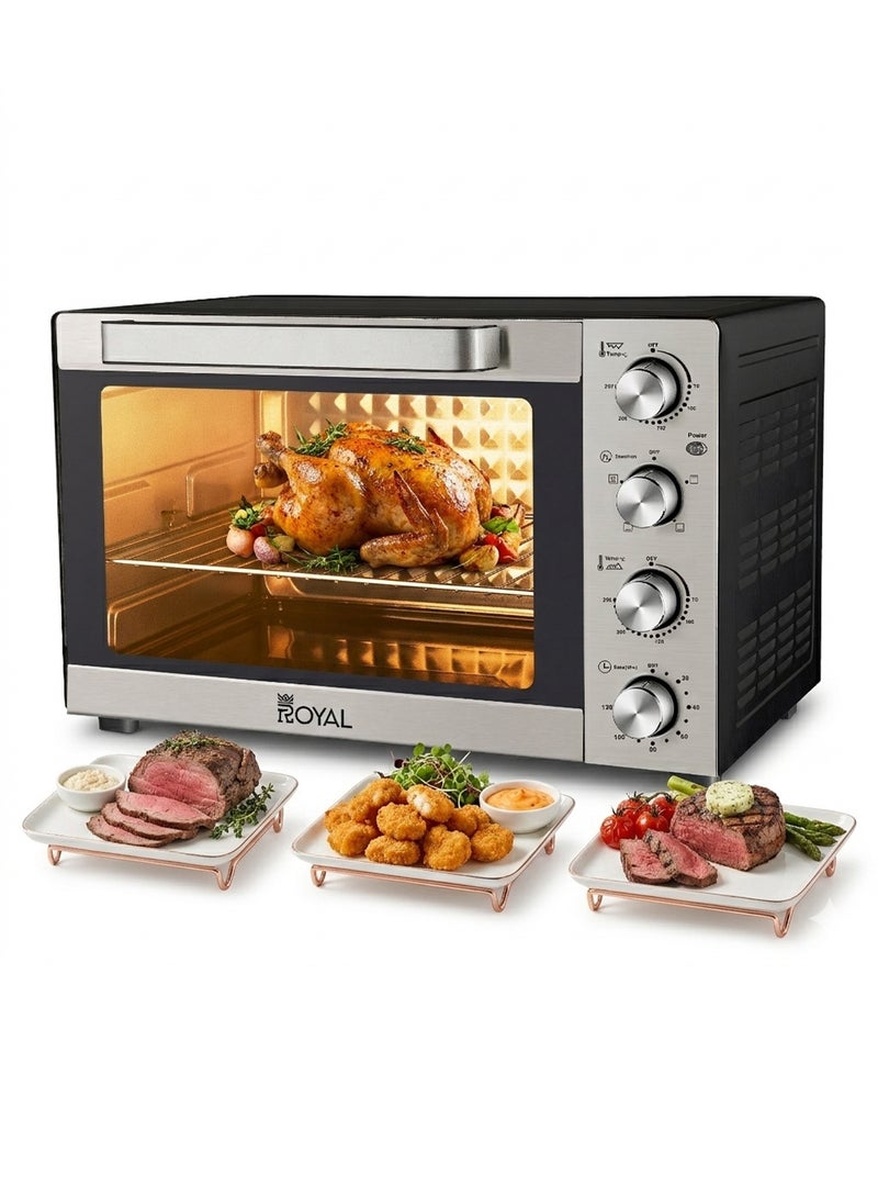 Royal Electric Oven - Adjustable Temperature & Easy to Clean 60 L 1900 W RA-OT6031 Silver black - Image 1