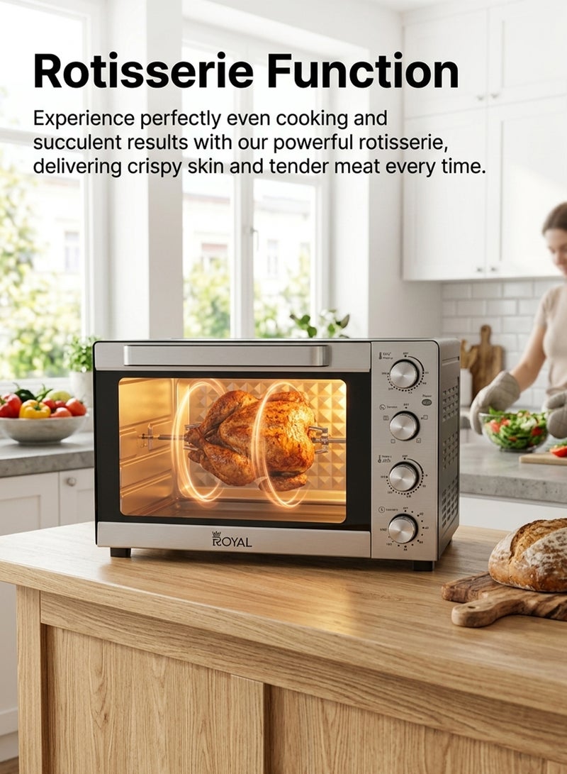 Royal Electric Oven - Adjustable Temperature & Easy to Clean 60 L 1900 W RA-OT6031 Silver black - Image 5