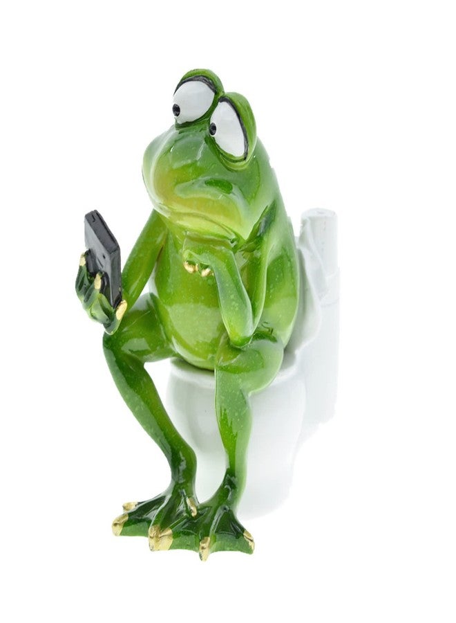 Queemie® Funny Frog Sitting on Toilet Figurine, Thinker Froggy Sculpture Statue, Mascot Frogs Animals Resin Crafts Collectible Figurines for Home Office Bathroom Garden Decoration - Image 1