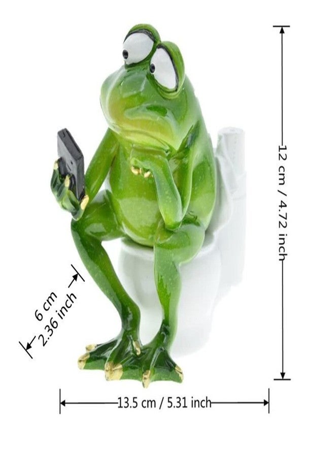 Queemie® Funny Frog Sitting on Toilet Figurine, Thinker Froggy Sculpture Statue, Mascot Frogs Animals Resin Crafts Collectible Figurines for Home Office Bathroom Garden Decoration - Image 2
